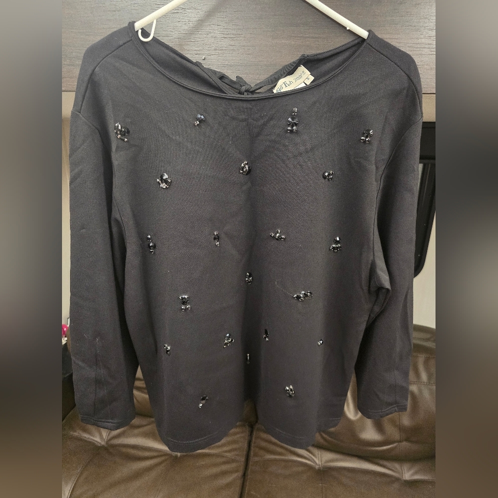 Go Fish Black Stretch Top - w/ Tie Back